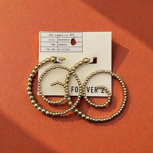 Forever 21 Gold Beaded Circle Earrings